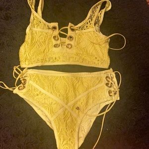 Yellow bikini set with medium-high waisted bottoms